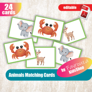 animal card matching activity